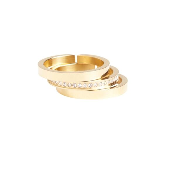 NEW Vita Fede Cassio 24K Gold Plated Stackable Pave Swarovski Crystal Ring - Picture 3 of 9